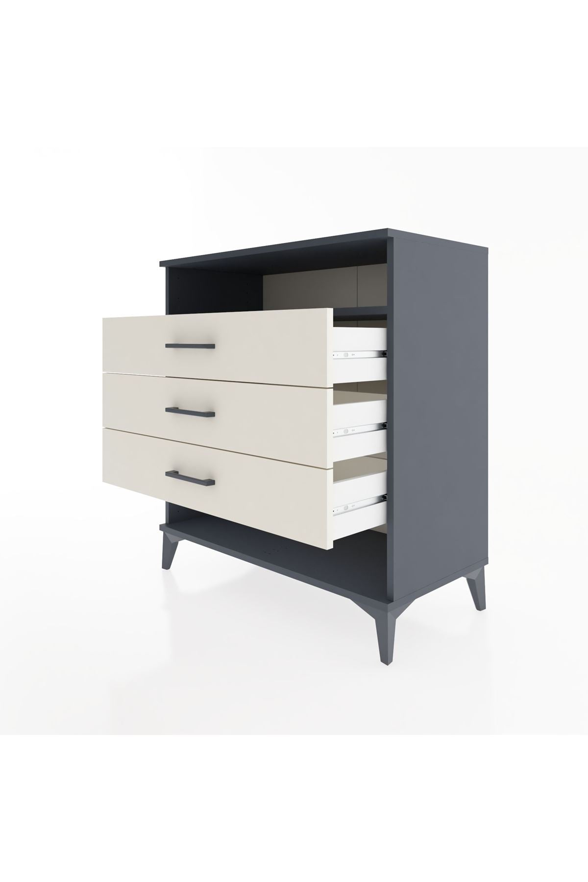 Hyperion Şifonyer Tek Raflı 3 Çekmeceli 88x44x96 Antrasit-Aytaşı