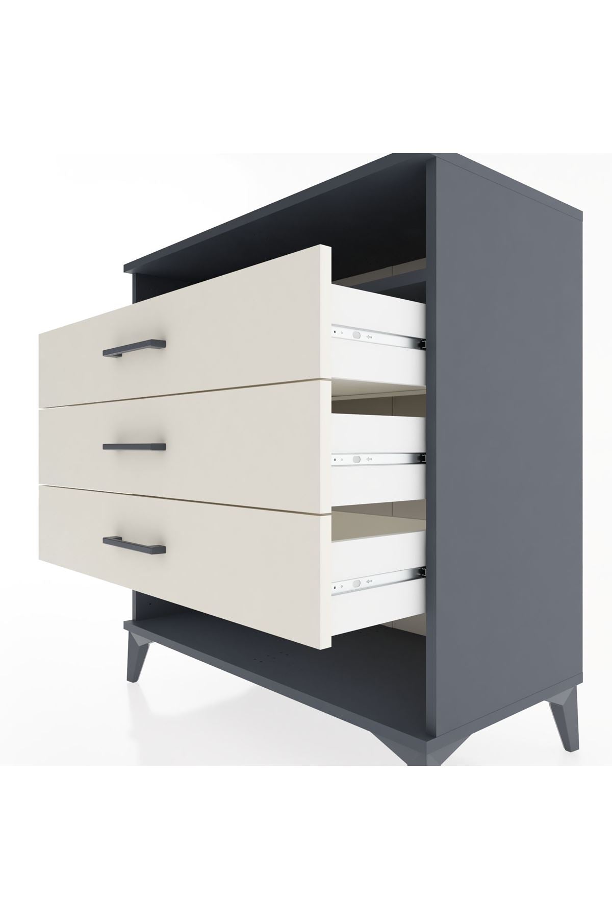 Hyperion Şifonyer Tek Raflı 3 Çekmeceli 88x44x96 Antrasit-Aytaşı