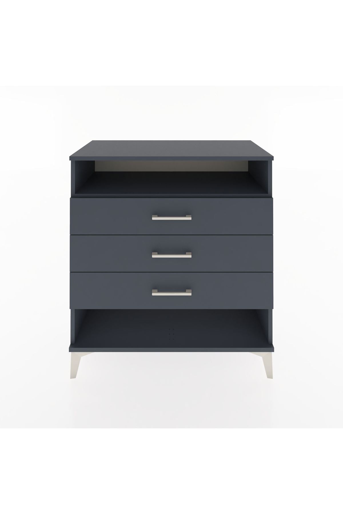 Hyperion Şifonyer Tek Raflı 3 Çekmeceli 88x44x96 Antrasit-Antrasit