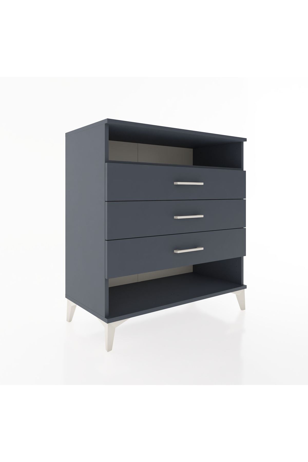 Hyperion Şifonyer Tek Raflı 3 Çekmeceli 88x44x96 Antrasit-Antrasit