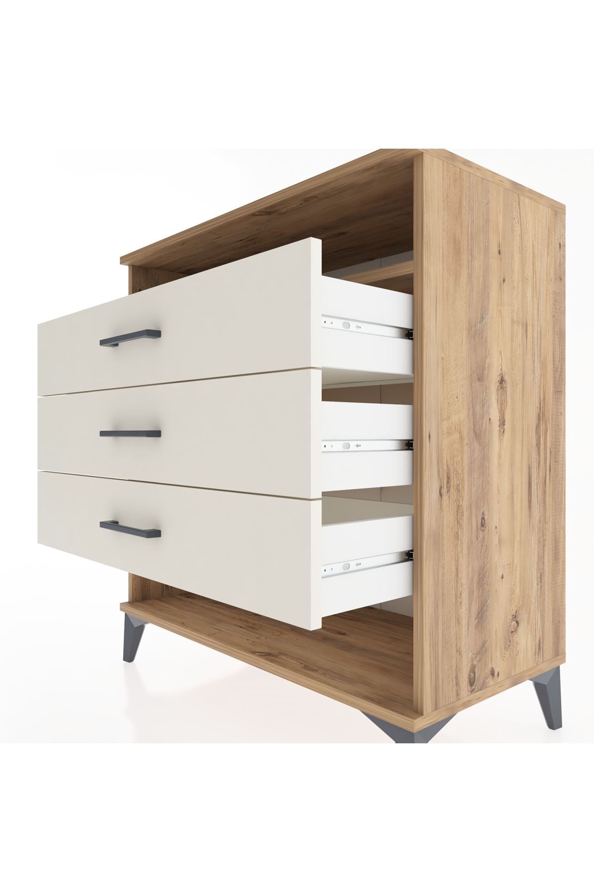 Hyperion Şifonyer Tek Raflı 3 Çekmeceli 88x44x96 Çam-Aytaşı