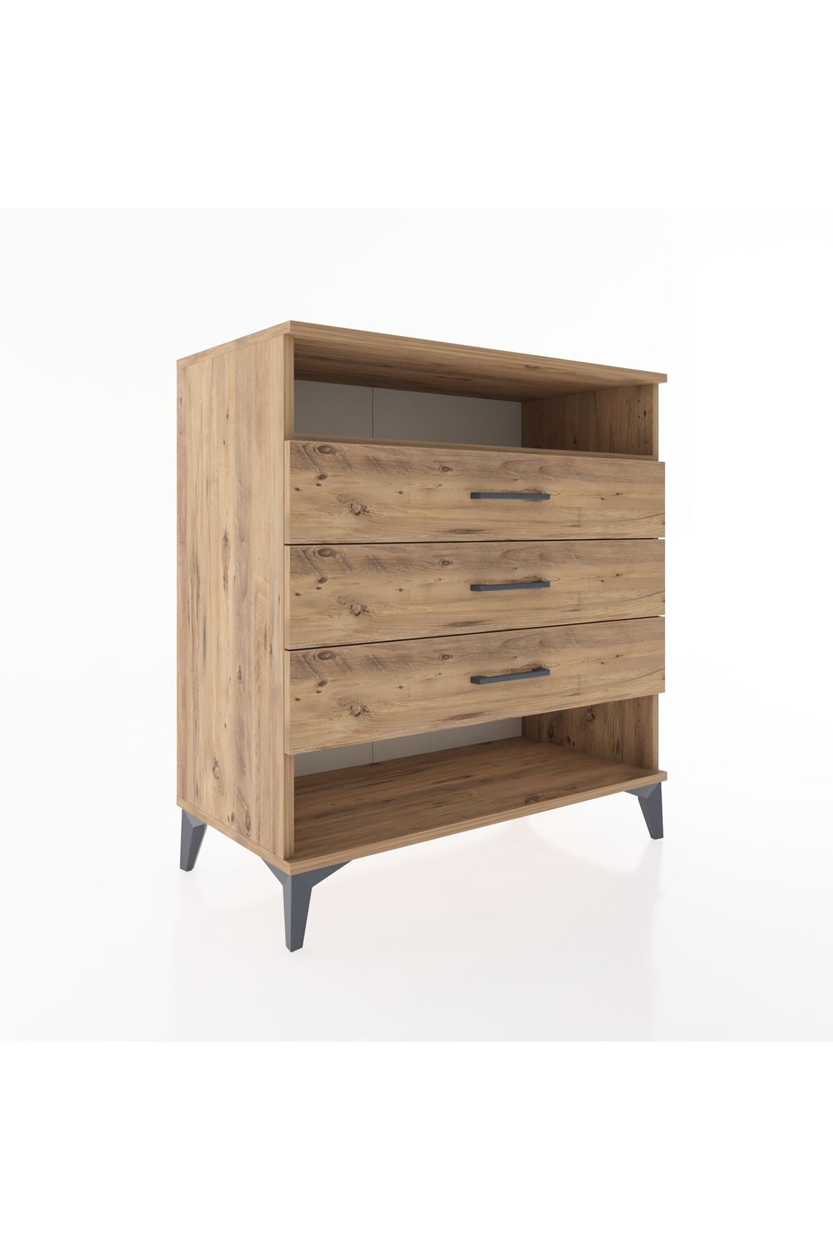 Hyperion Şifonyer Tek Raflı 3 Çekmeceli 88x44x96 Çam-Çam