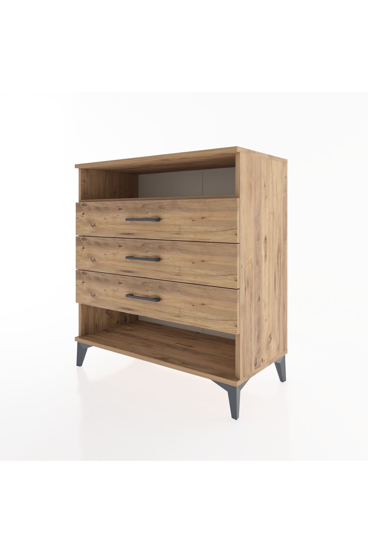 Hyperion Şifonyer Tek Raflı 3 Çekmeceli 88x44x96 Çam-Çam