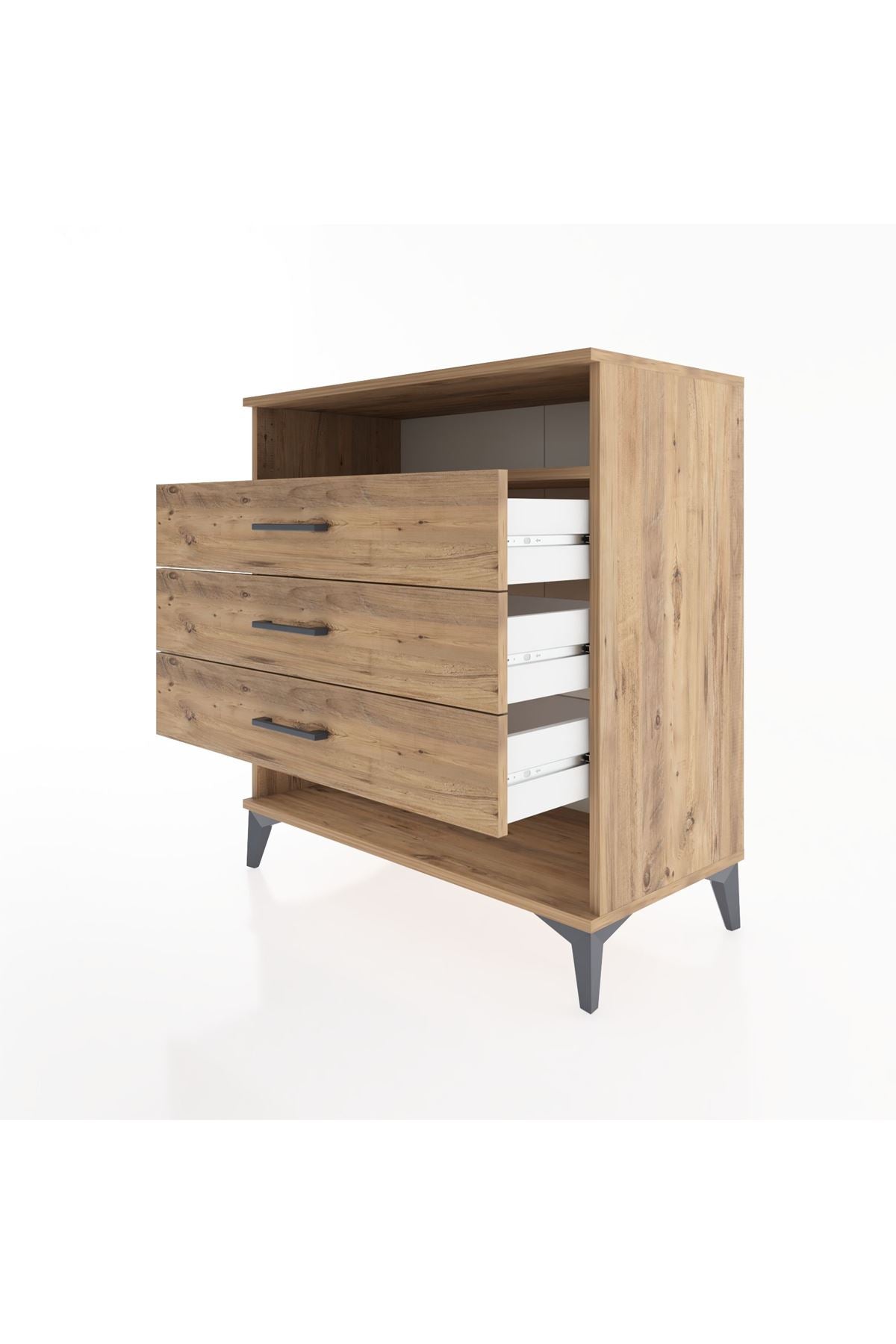 Hyperion Şifonyer Tek Raflı 3 Çekmeceli 88x44x96 Çam-Çam