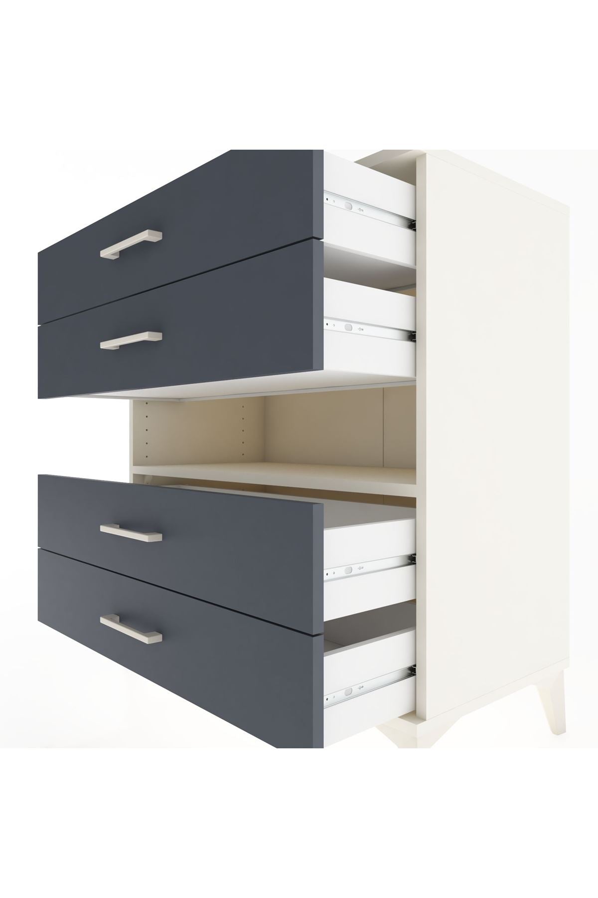 Hyperion Şifonyer Tek Raflı 4 Çekmeceli 88x44x96 Aytaşı-Antrasit