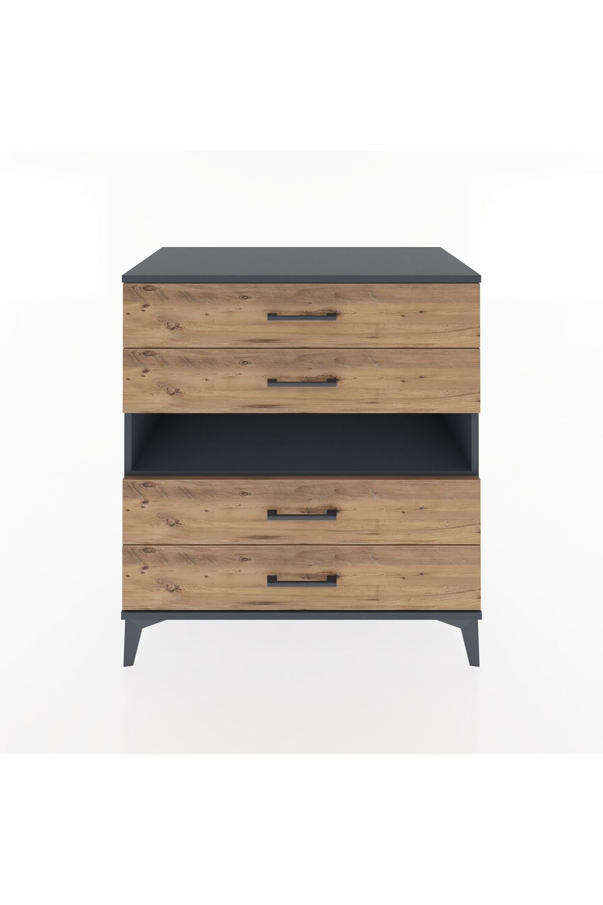 Hyperion Şifonyer Tek Raflı 4 Çekmeceli 88x44x96 Antrasit-Çam