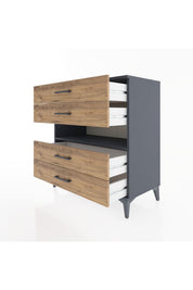 Hyperion Şifonyer Tek Raflı 4 Çekmeceli 88x44x96 Antrasit-Çam