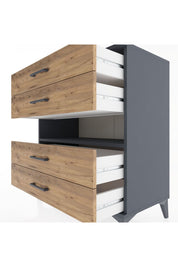 Hyperion Şifonyer Tek Raflı 4 Çekmeceli 88x44x96 Antrasit-Çam