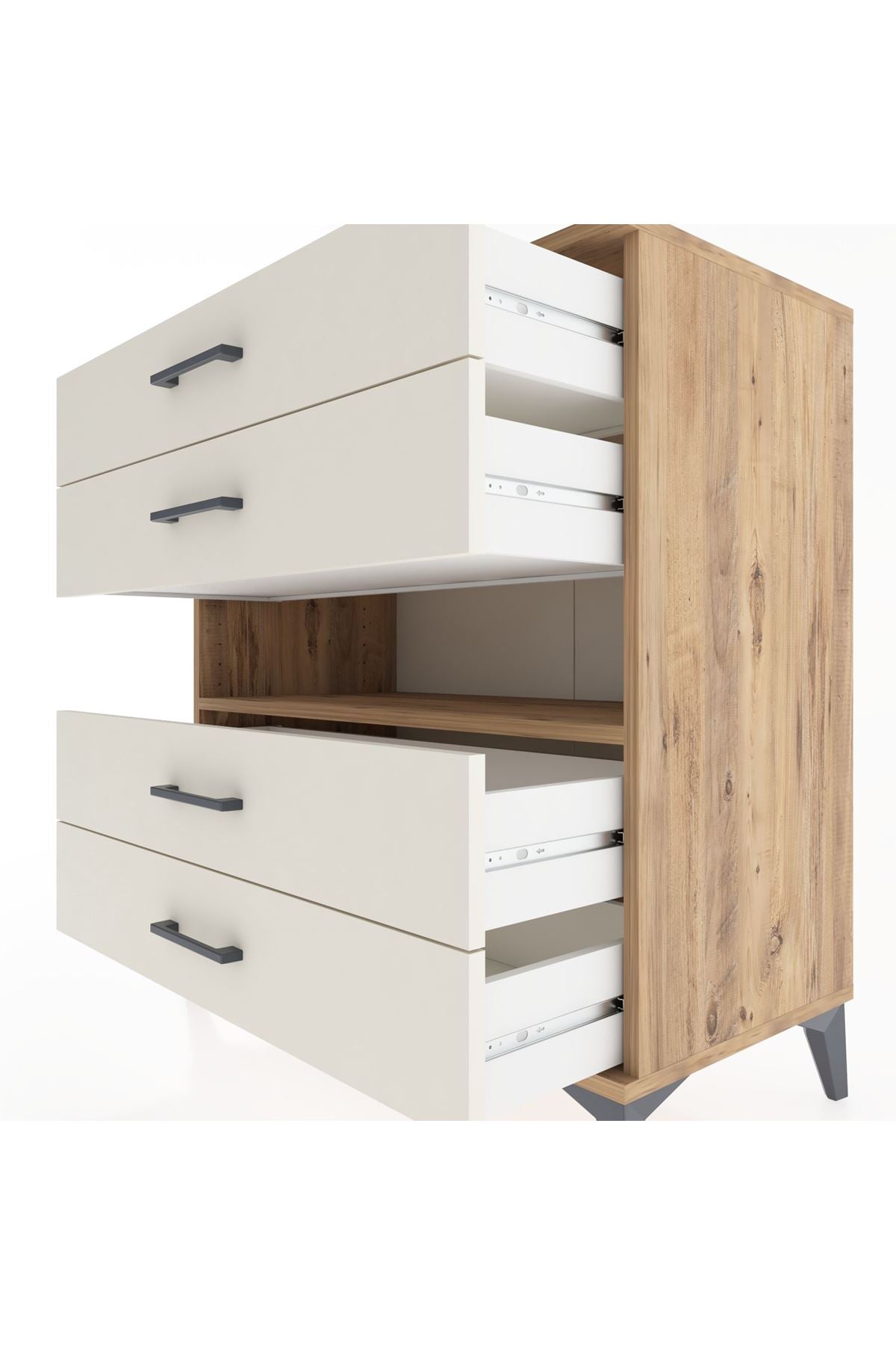 Hyperion Şifonyer Tek Raflı 4 Çekmeceli 88x44x96 Çam-Aytaşı