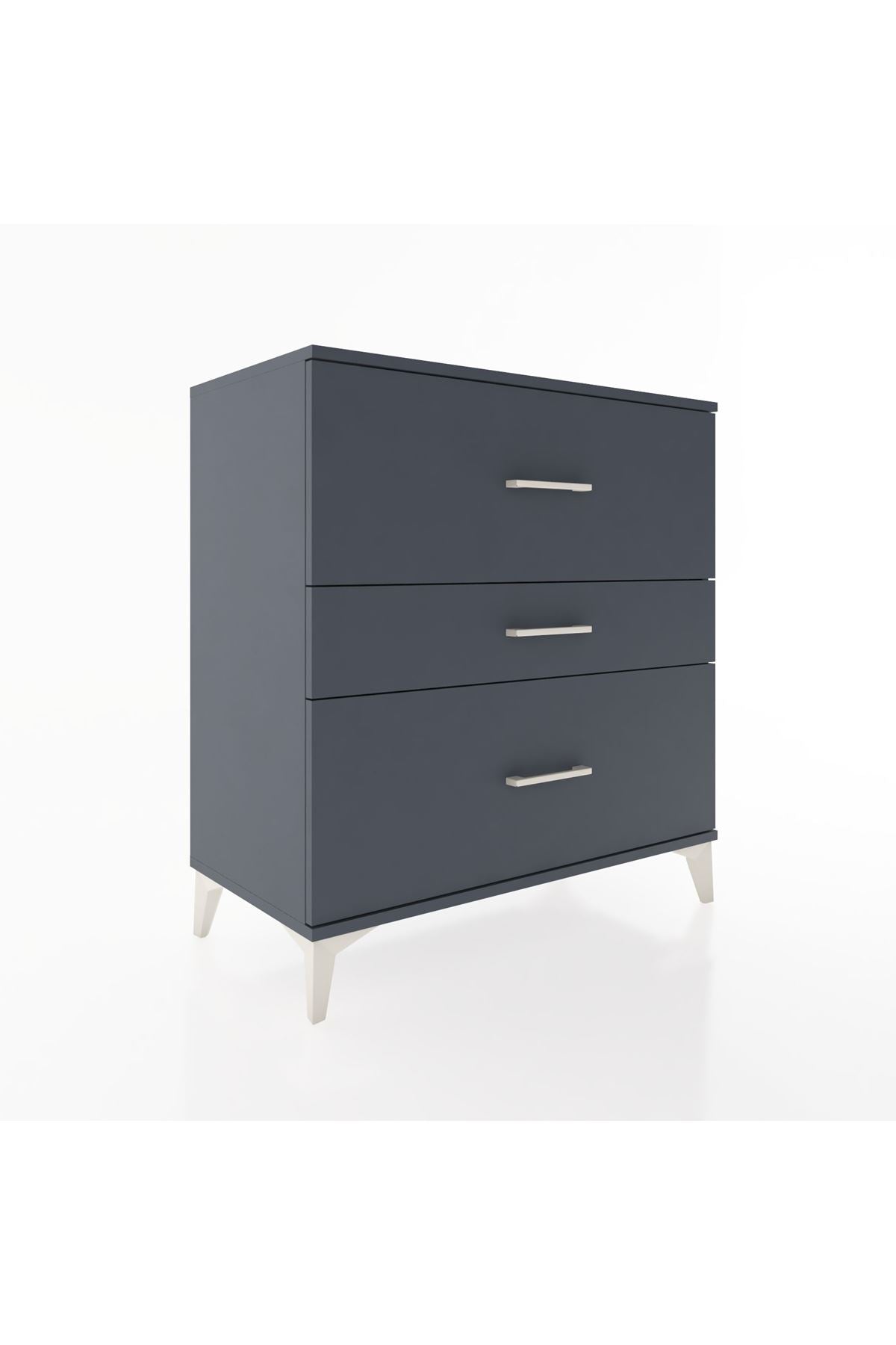 Hyperion Şifonyer 3 Çekmeceli 88x44x96 Antrasit-Antrasit