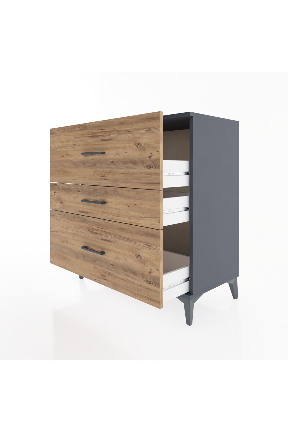 Hyperion Şifonyer 3 Çekmeceli 88x44x96 Antrasit-Çam