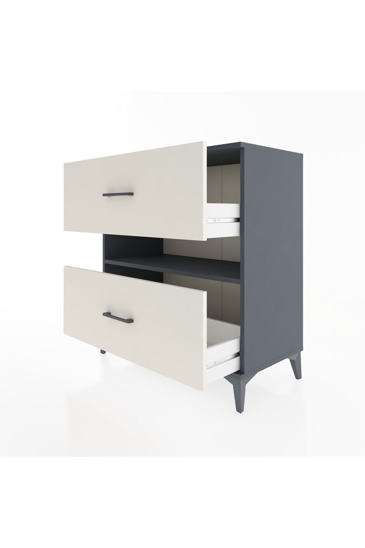 Hyperion Şifonyer Tek Raflı 2 Çekmeceli 88x44x96 Antrasit-Aytaşı