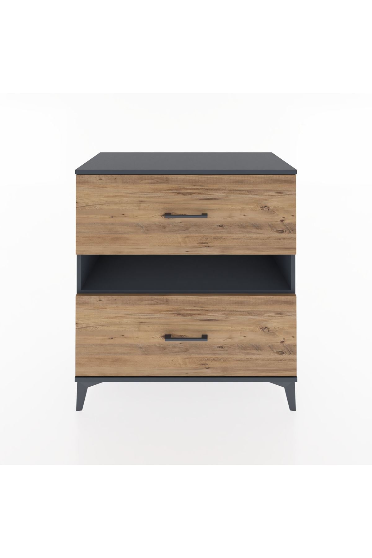 Hyperion Şifonyer Tek Raflı 2 Çekmeceli 88x44x96 Antrasit-Çam