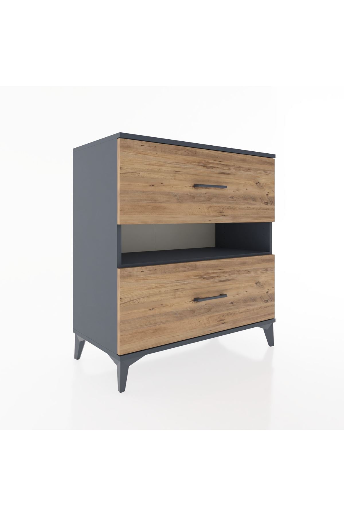 Hyperion Şifonyer Tek Raflı 2 Çekmeceli 88x44x96 Antrasit-Çam