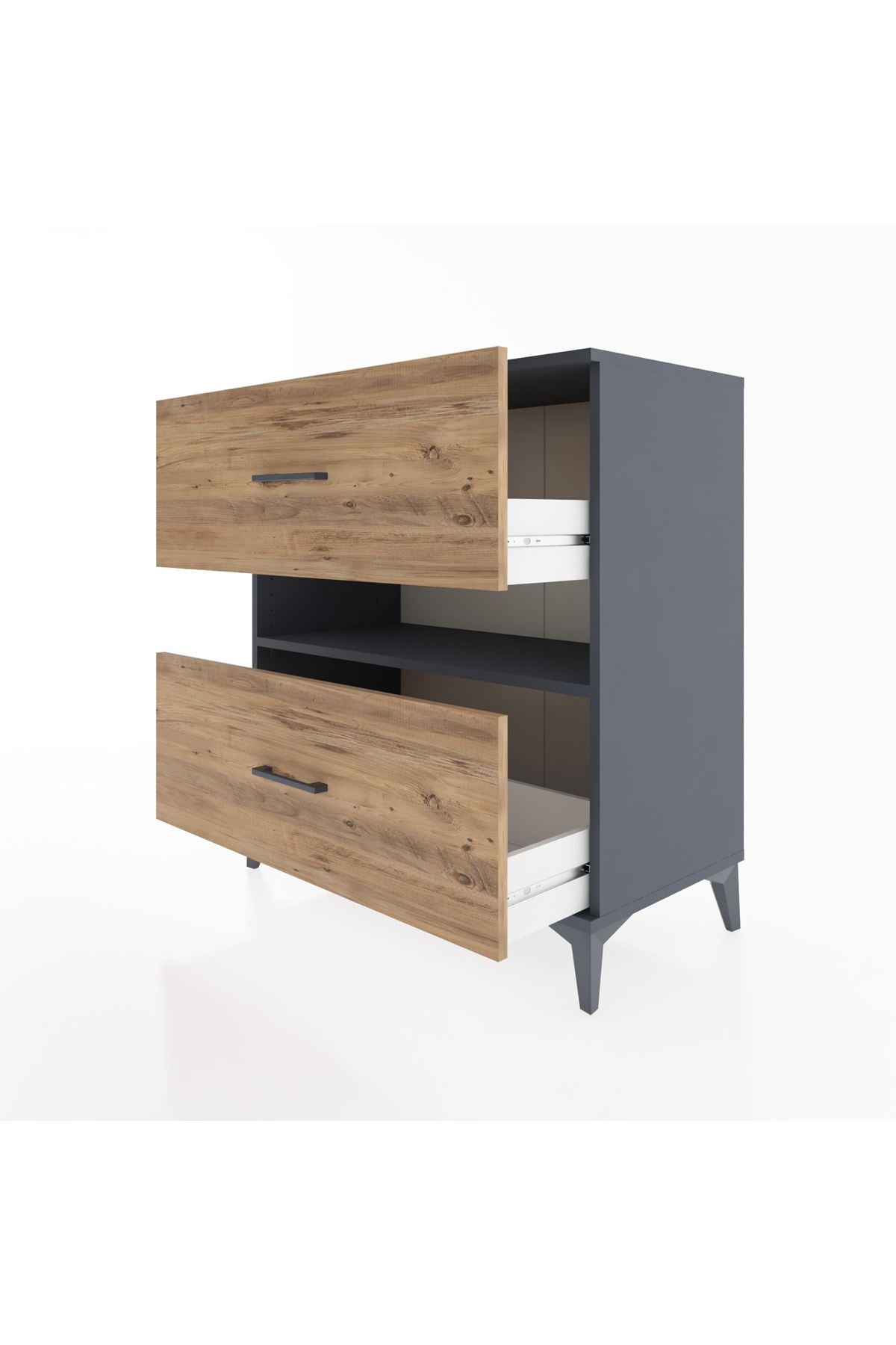 Hyperion Şifonyer Tek Raflı 2 Çekmeceli 88x44x96 Antrasit-Çam