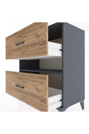 Hyperion Şifonyer Tek Raflı 2 Çekmeceli 88x44x96 Antrasit-Çam