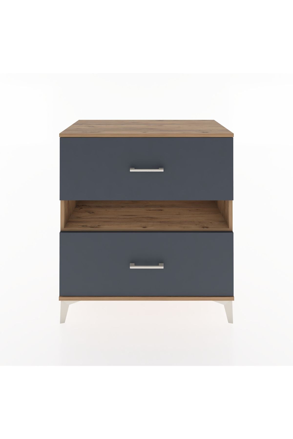 Hyperion Şifonyer Tek Raflı 2 Çekmeceli 88x44x96 Çam-Antrasit