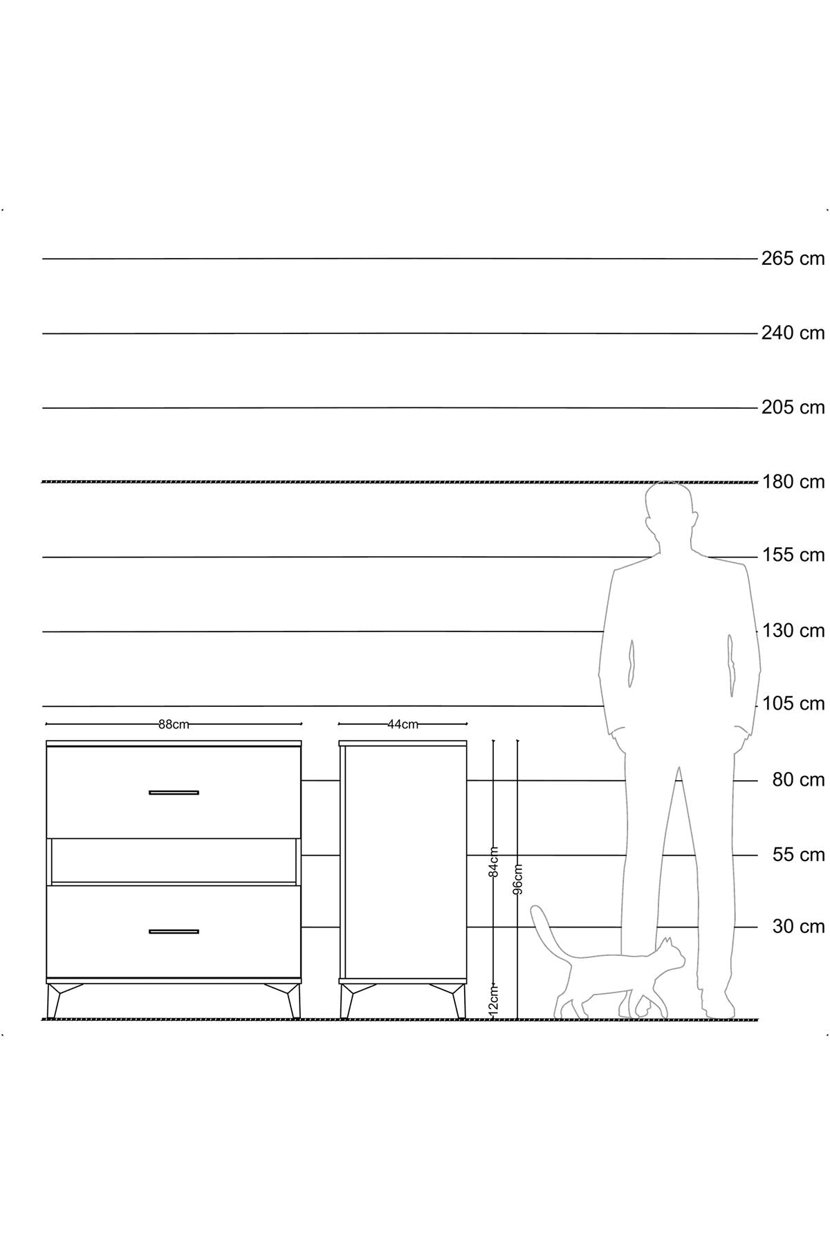 Hyperion Şifonyer Tek Raflı 2 Çekmeceli 88x44x96 Çam-Aytaşı