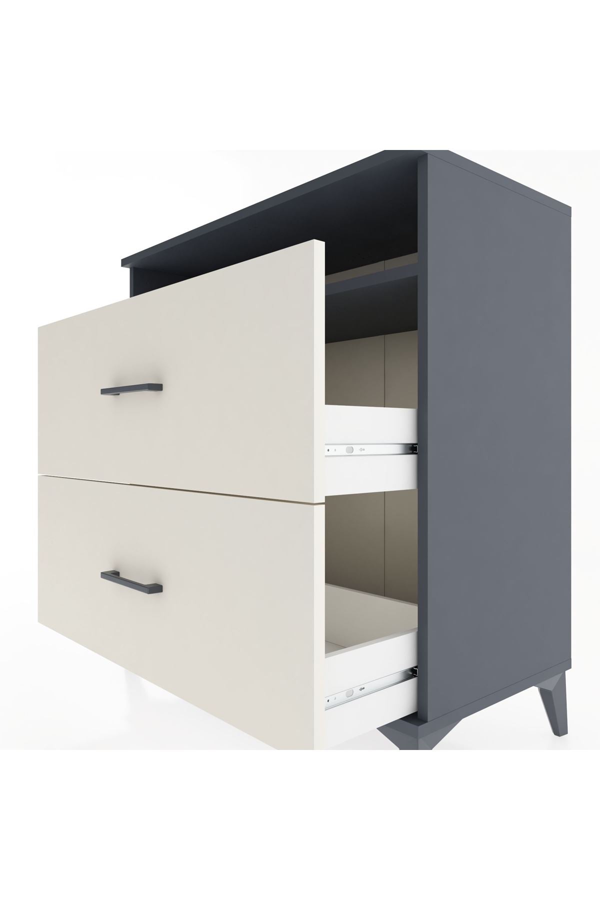 Hyperion Şifonyer Tek Raflı 2 Çekmeceli 88x44x96 Antrasit-Aytaşı