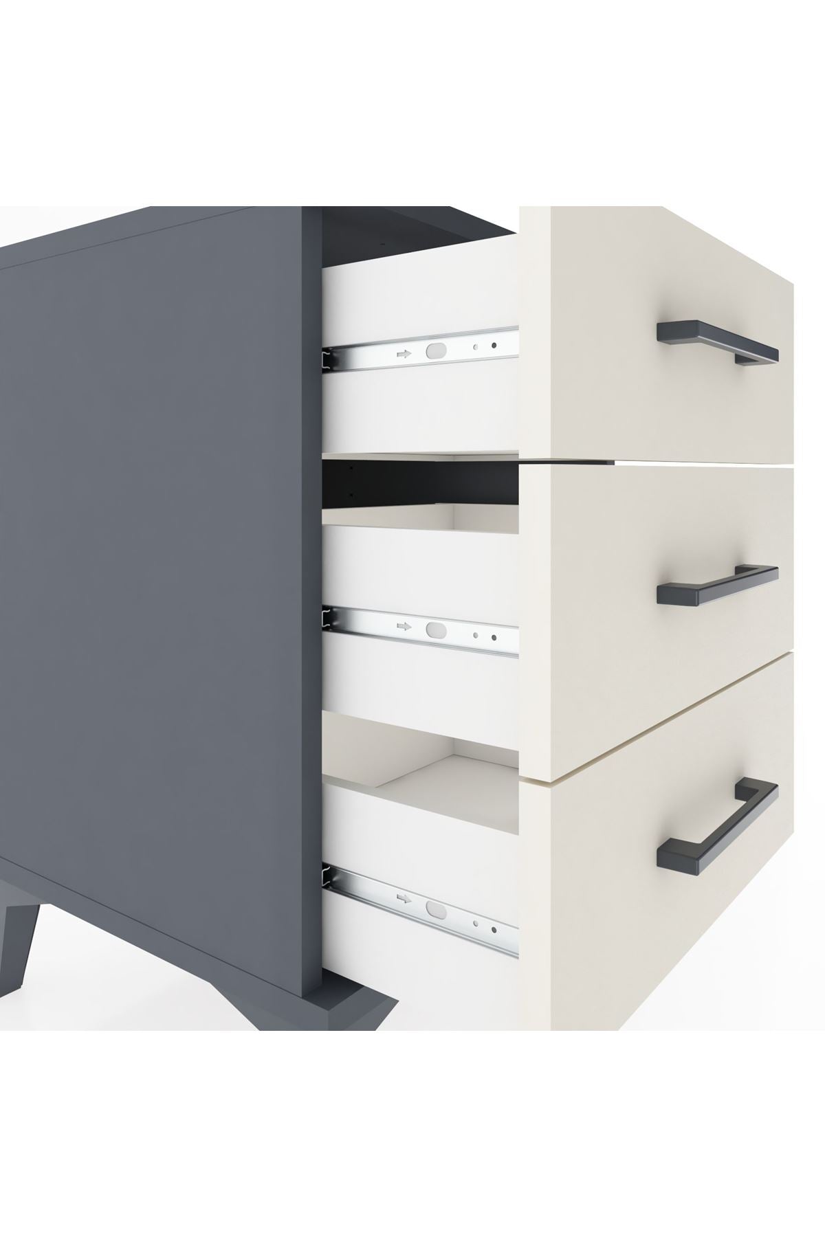 Hyperion Komodin 3 Çekmeceli 44x44x64 Antrasit-Aytaşı