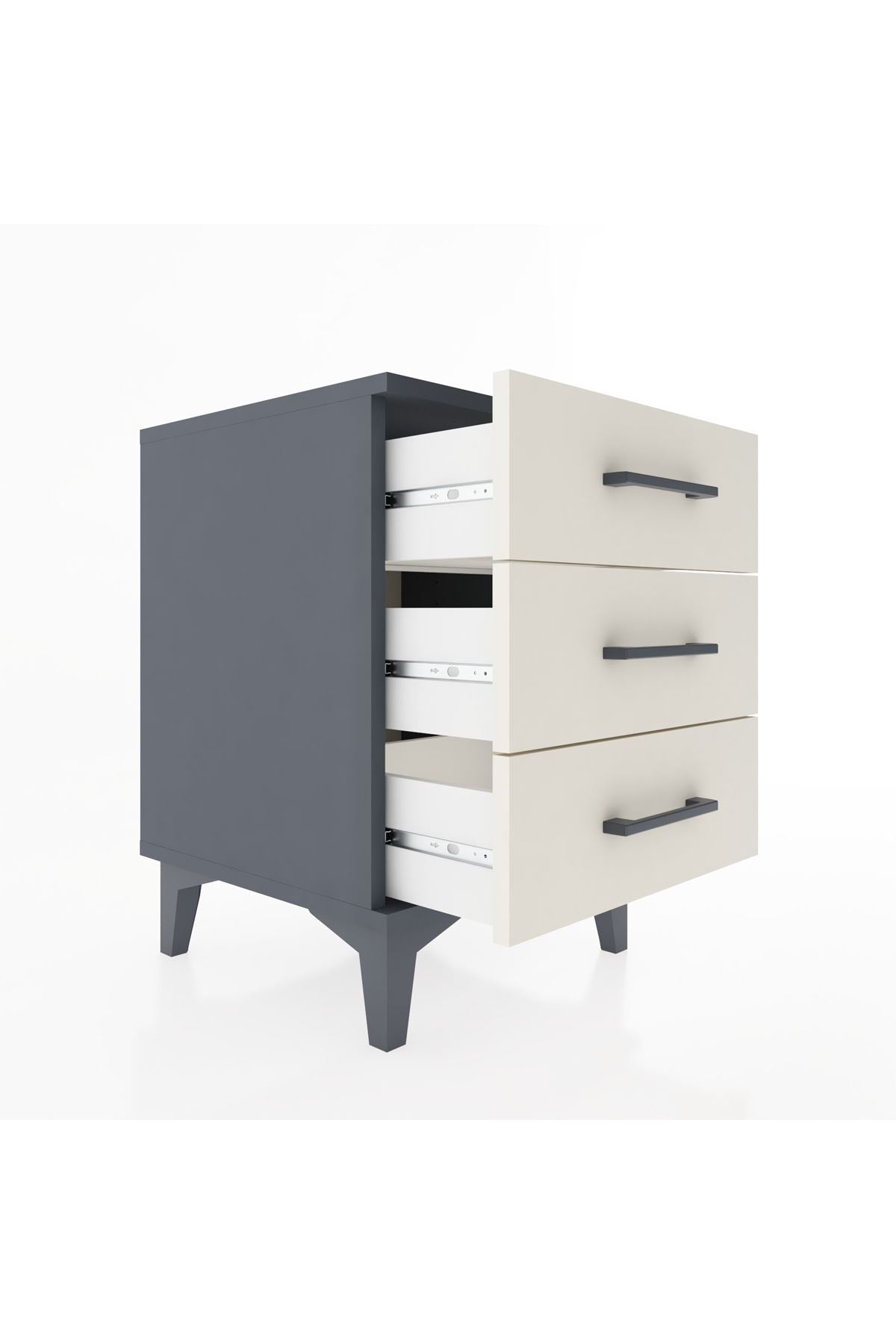 Hyperion Komodin 3 Çekmeceli 44x44x64 Antrasit-Aytaşı