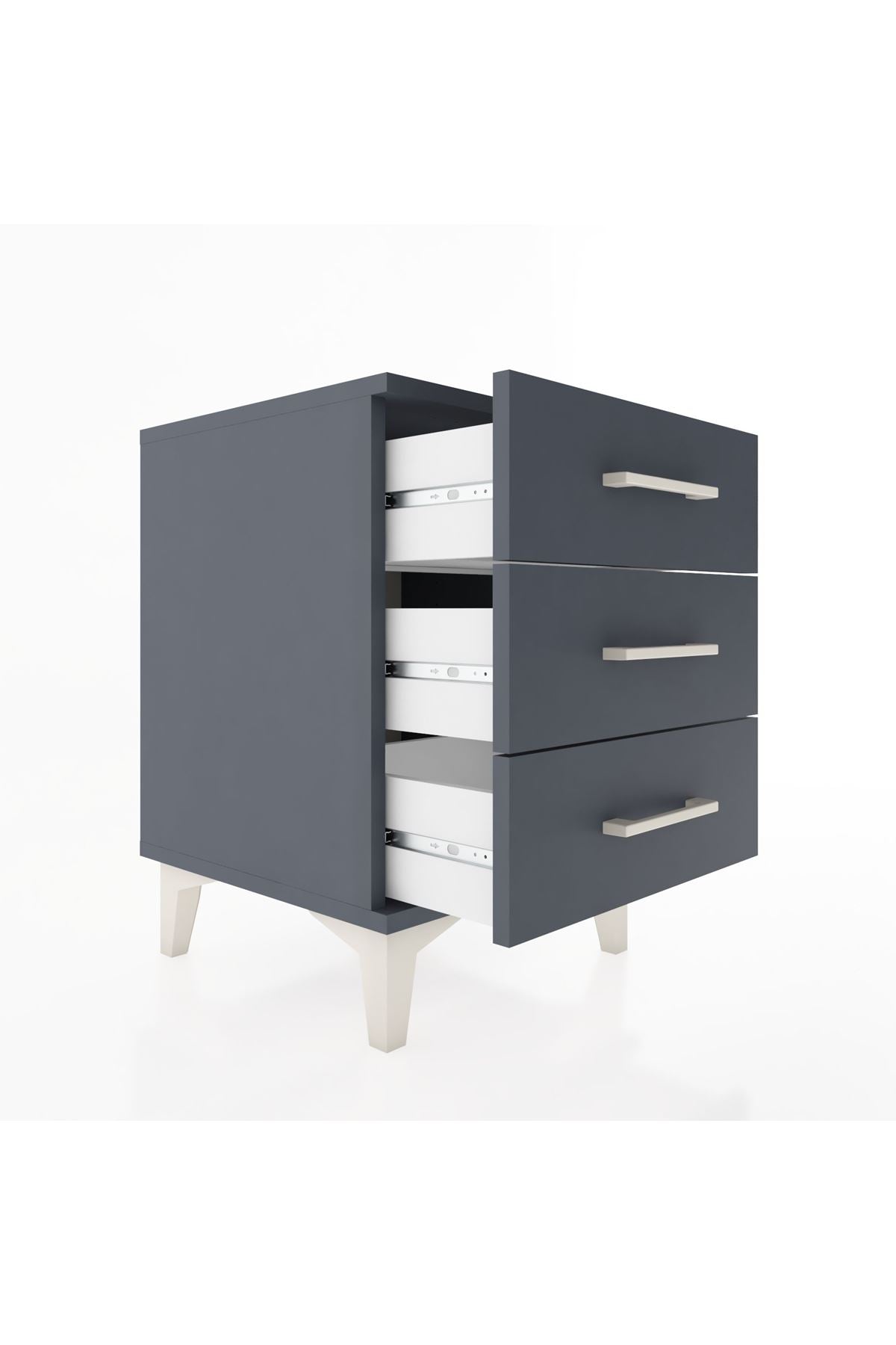 Hyperion Komodin 3 Çekmeceli 44x44x64 Antrasit-Antrasit