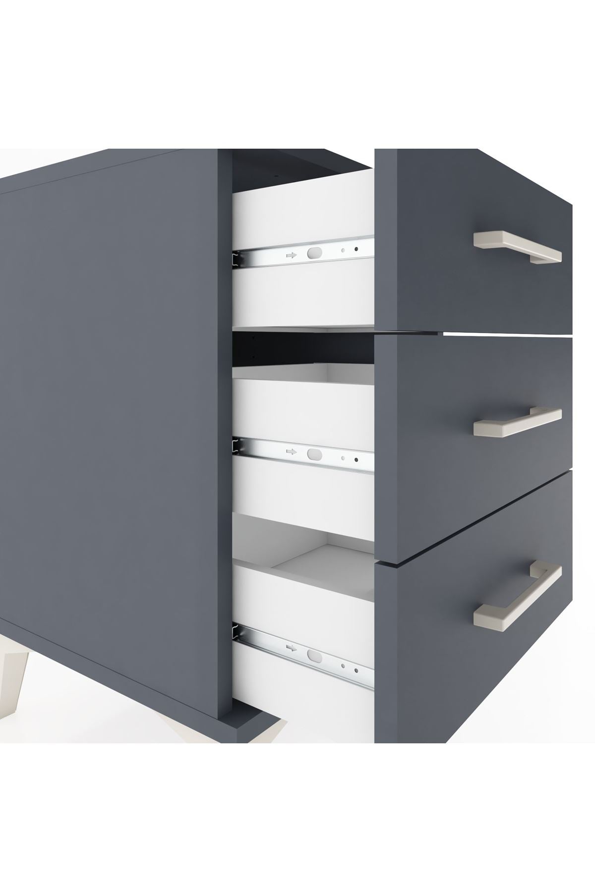 Hyperion Komodin 3 Çekmeceli 44x44x64 Antrasit-Antrasit