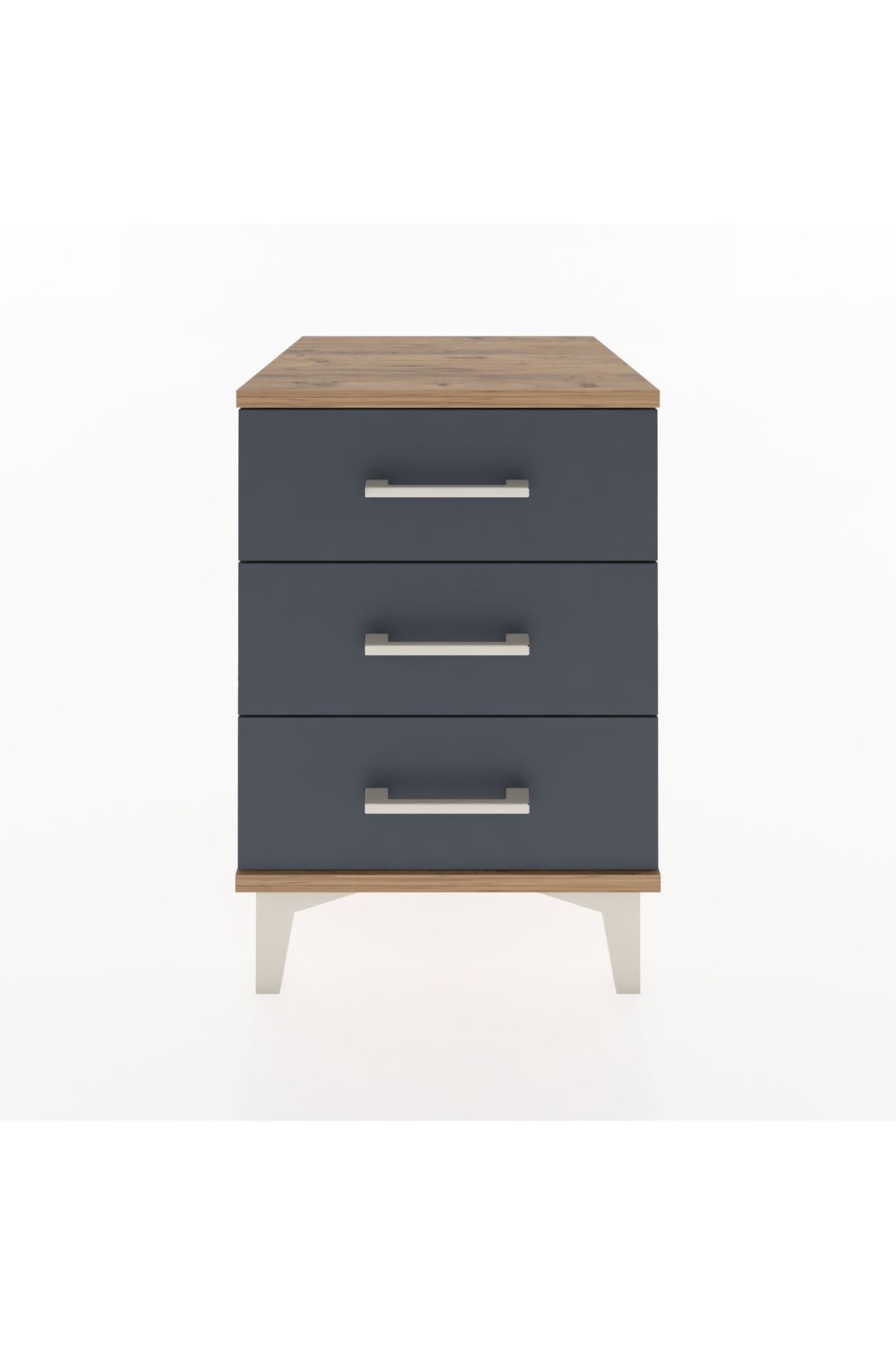 Hyperion Komodin 3 Çekmeceli 44x44x64 Çam-Antrasit