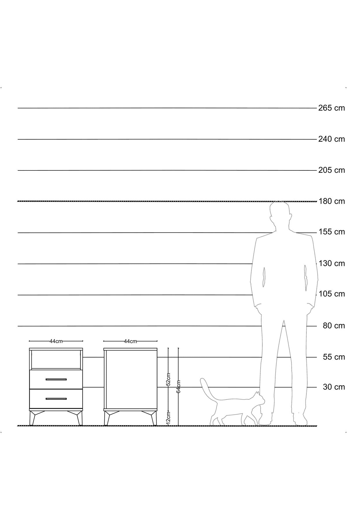 Hyperion Komodin Tek Raflı 2 Çekmeceli 44x44x64 Aytaşı-Aytaşı