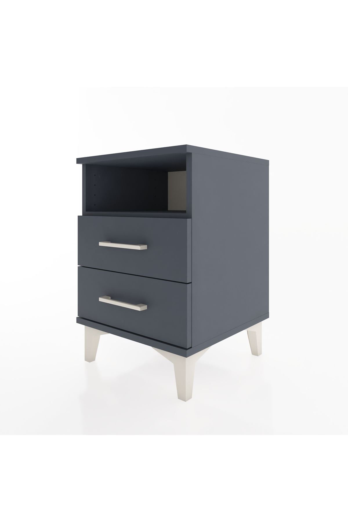 Hyperion Komodin Tek Raflı 2 Çekmeceli 44x44x64 Antrasit-Antrasit