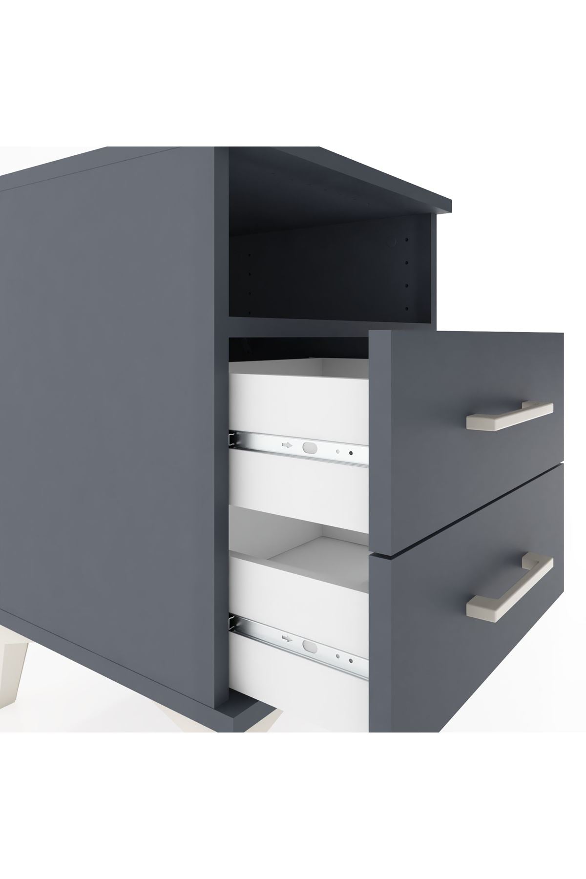 Hyperion Komodin Tek Raflı 2 Çekmeceli 44x44x64 Antrasit-Antrasit