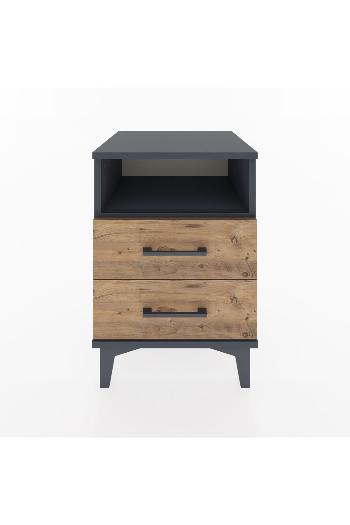 Hyperion Komodin Tek Raflı 2 Çekmeceli 44x44x64 Antrasit-Çam