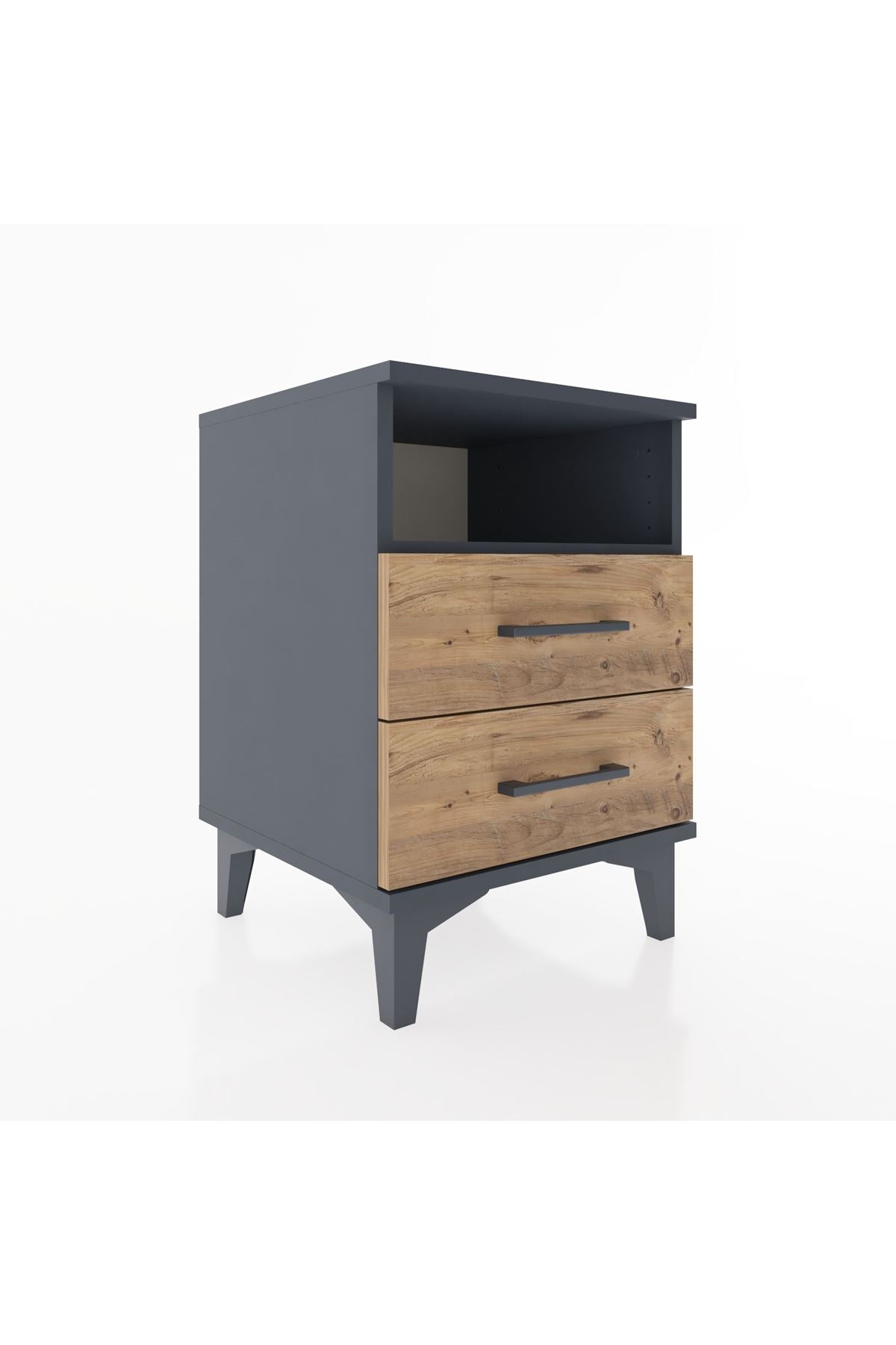 Hyperion Komodin Tek Raflı 2 Çekmeceli 44x44x64 Antrasit-Çam