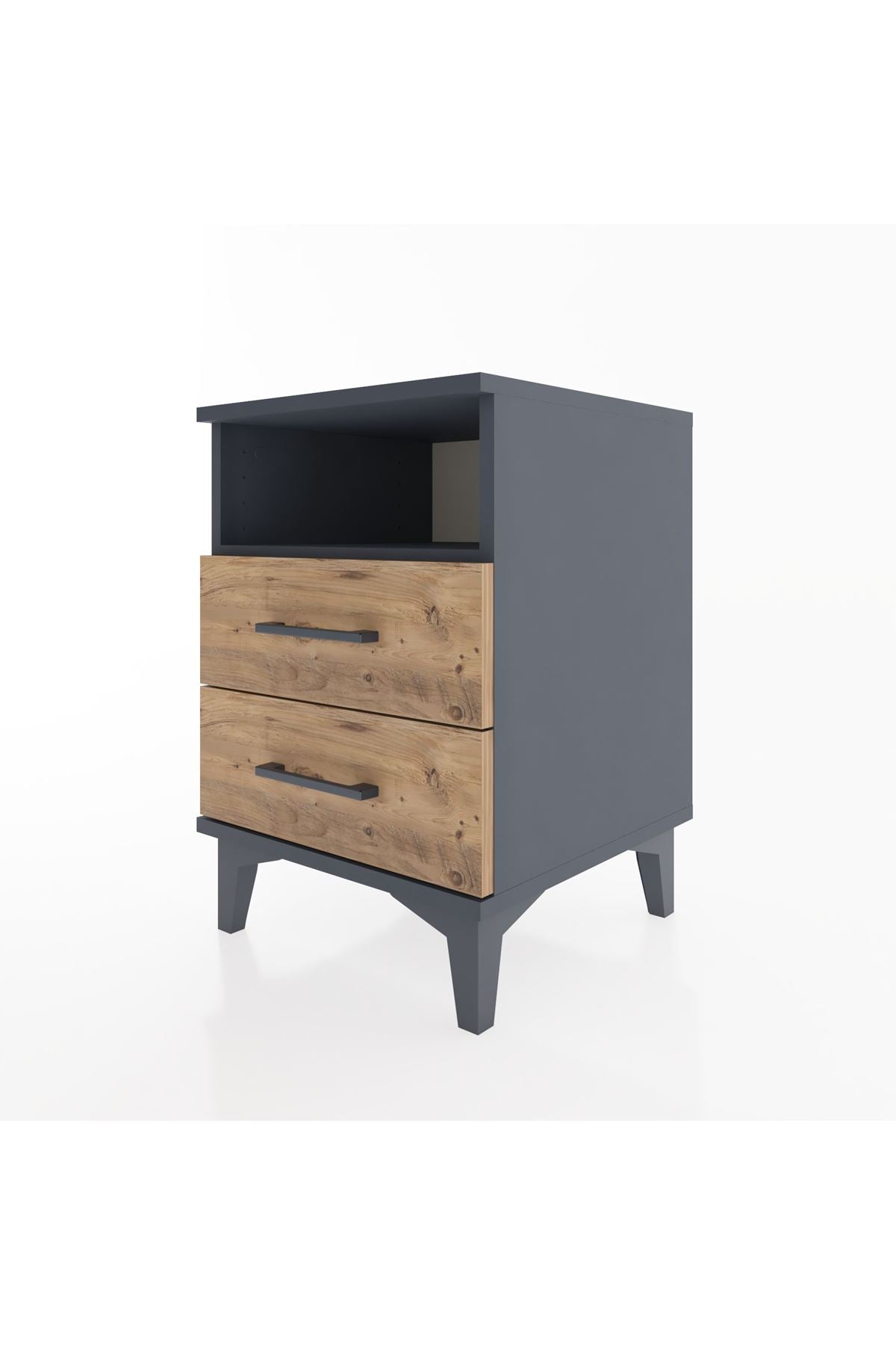 Hyperion Komodin Tek Raflı 2 Çekmeceli 44x44x64 Antrasit-Çam