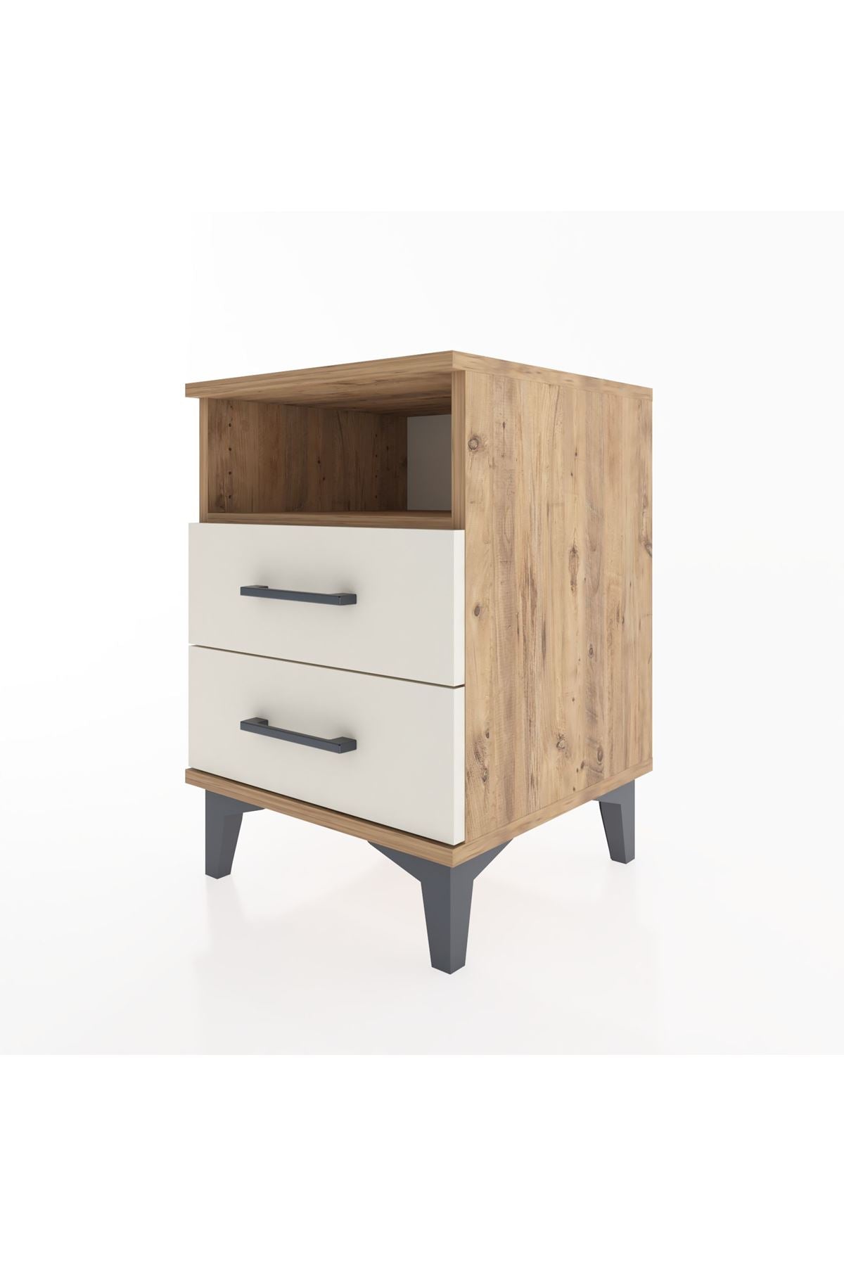 Hyperion Komodin Tek Raflı 2 Çekmeceli 44x44x64 Çam-Aytaşı