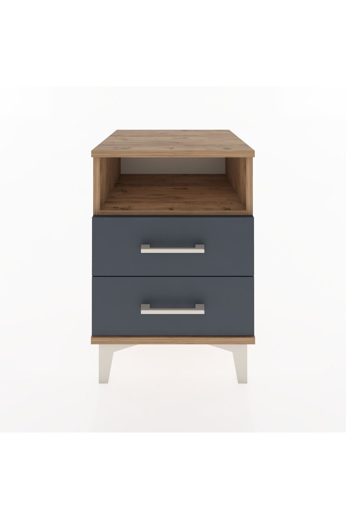 Hyperion Komodin Tek Raflı 2 Çekmeceli 44x44x64 Çam-Antrasit