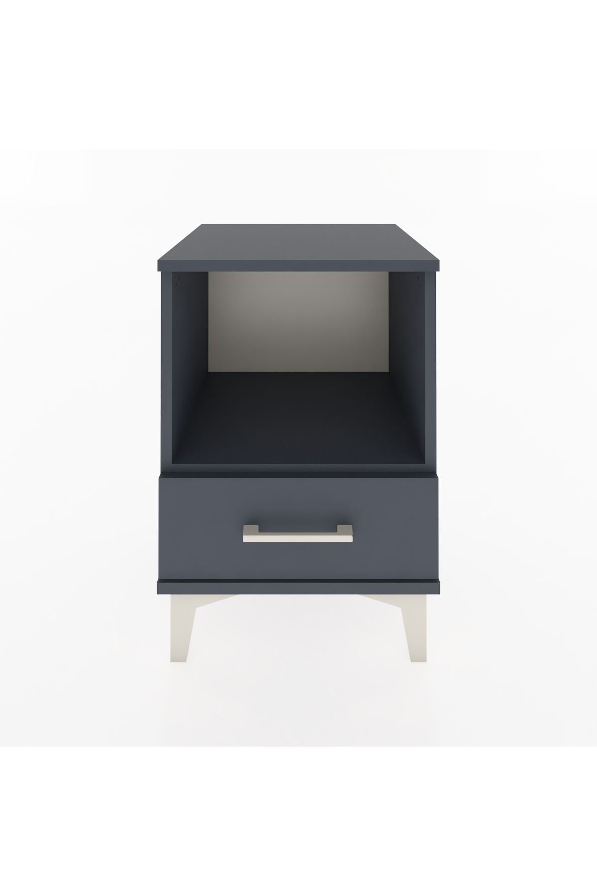 Hyperion Komodin Tek Raflı Tek Çekmeceli 44x44x64 Antrasit-Antrasit