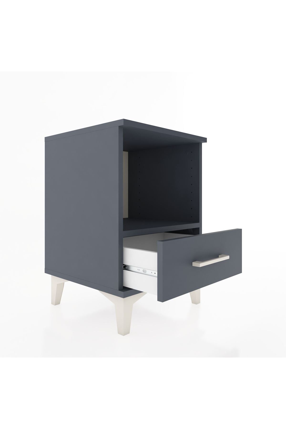 Hyperion Komodin Tek Raflı Tek Çekmeceli 44x44x64 Antrasit-Antrasit