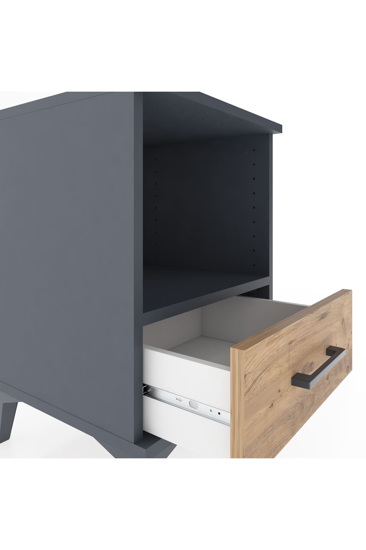 Hyperion Komodin Tek Raflı Tek Çekmeceli 44x44x64 Antrasit-Çam