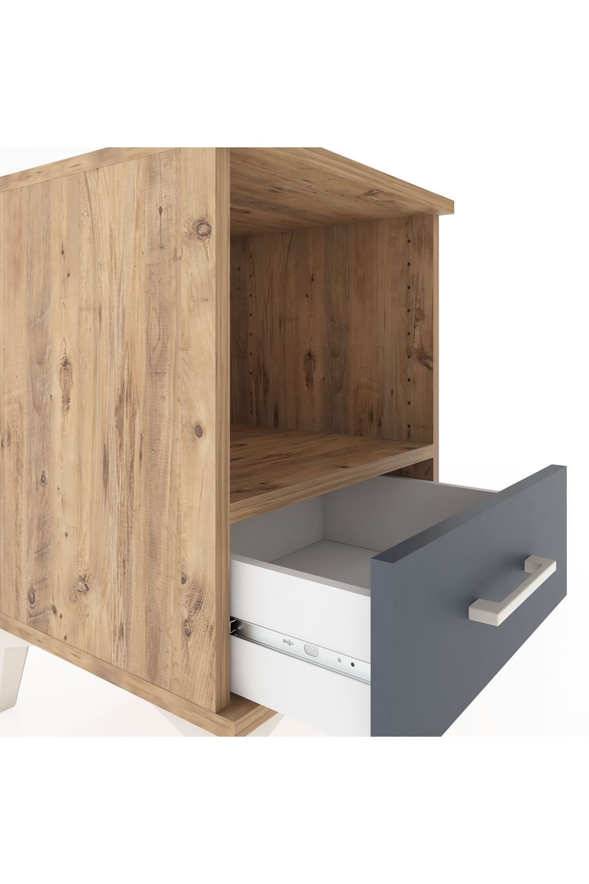 Hyperion Komodin Tek Raflı Tek Çekmeceli 44x44x64 Çam-Antrasit