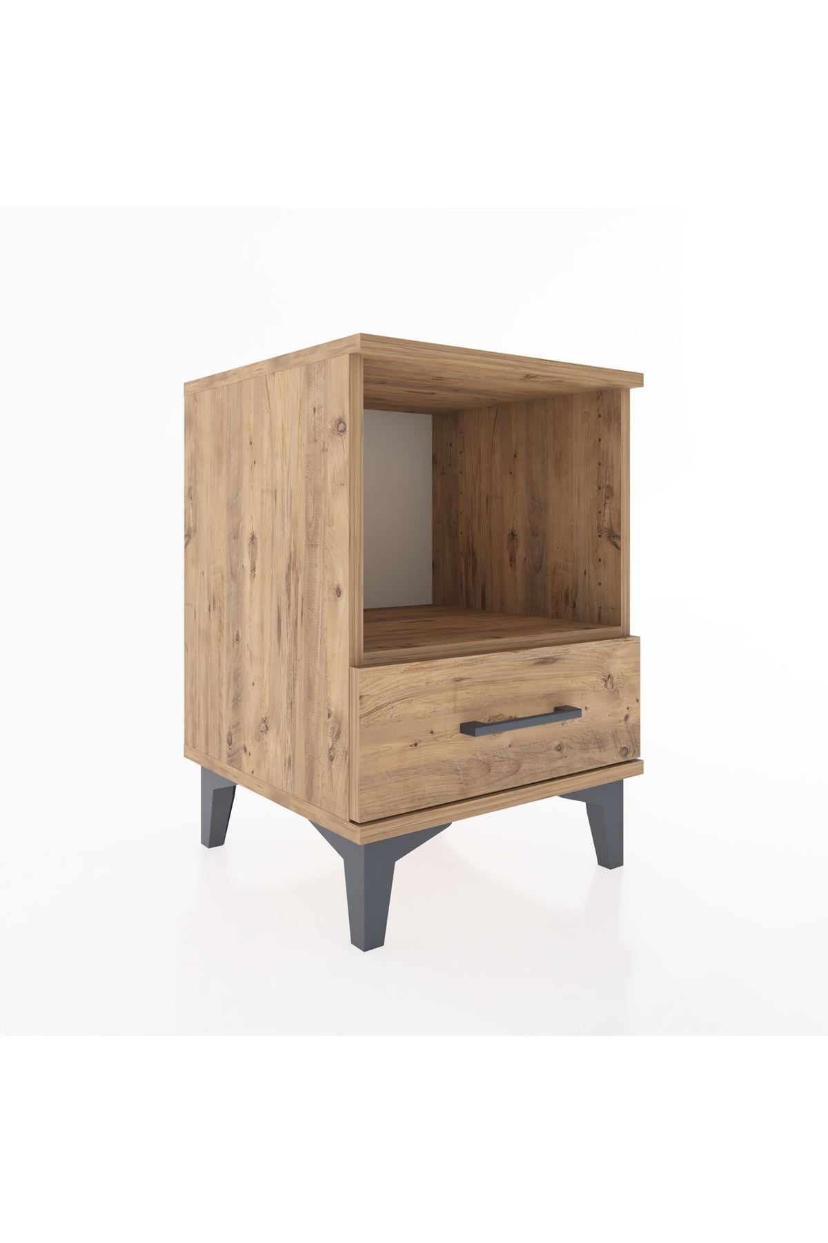 Hyperion Komodin Tek Raflı Tek Çekmeceli 44x44x64 Çam-Çam