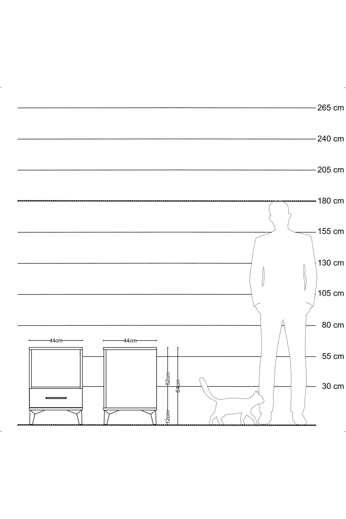 Hyperion Komodin Tek Raflı Tek Çekmeceli 44x44x64 Çam-Çam