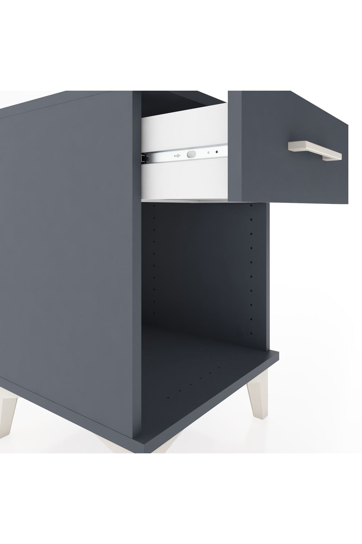 Hyperion Komodin Tek Çekmeceli 44x44x64 Antrasit-Antrasit