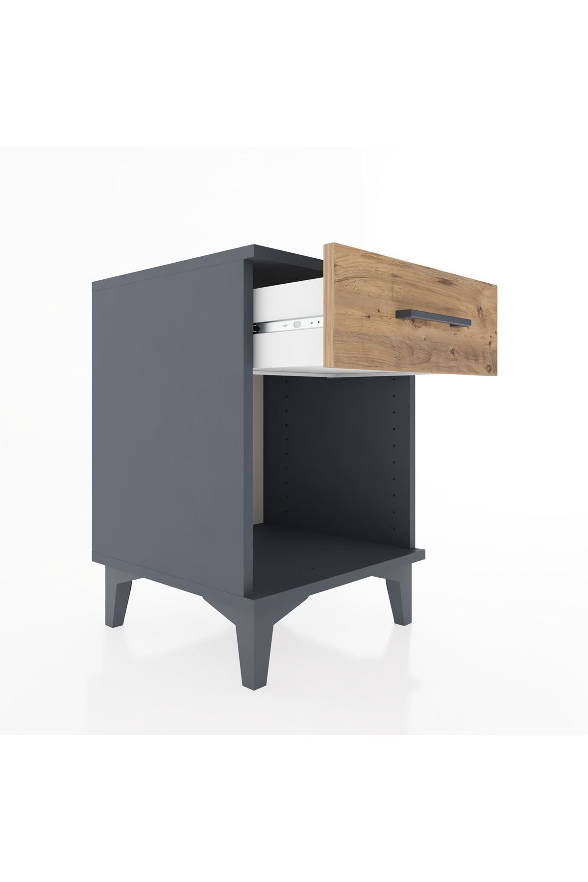 Hyperion Komodin Tek Çekmeceli 44x44x64 Antrasit-Çam