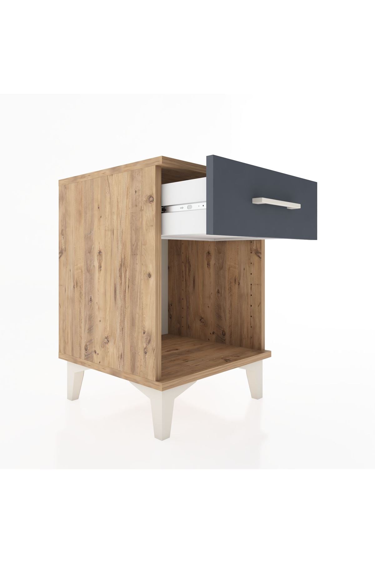 Hyperion Komodin Tek Çekmeceli 44x44x64 Çam-Antrasit