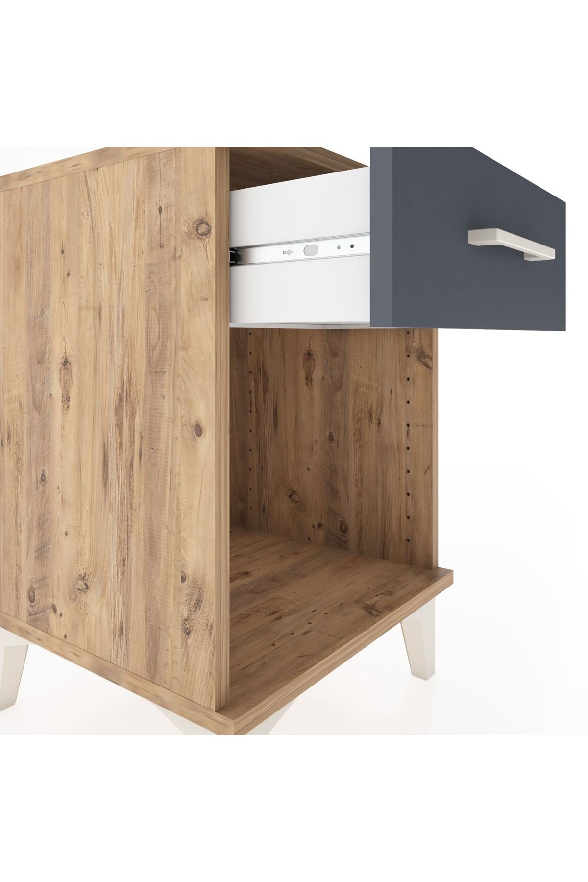 Hyperion Komodin Tek Çekmeceli 44x44x64 Çam-Antrasit