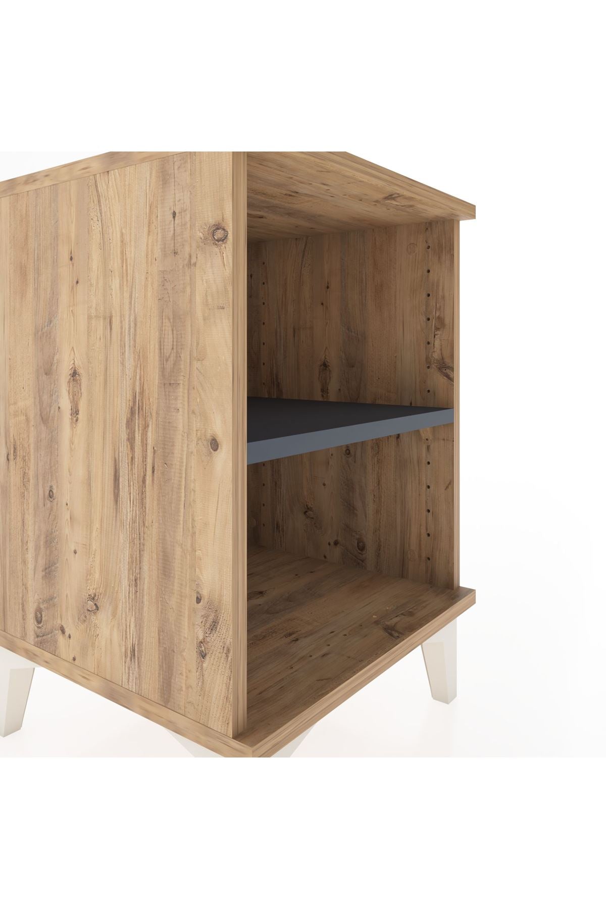 Hyperion Komodin Tek Raflı 44x44x64 Çam-Antrasit