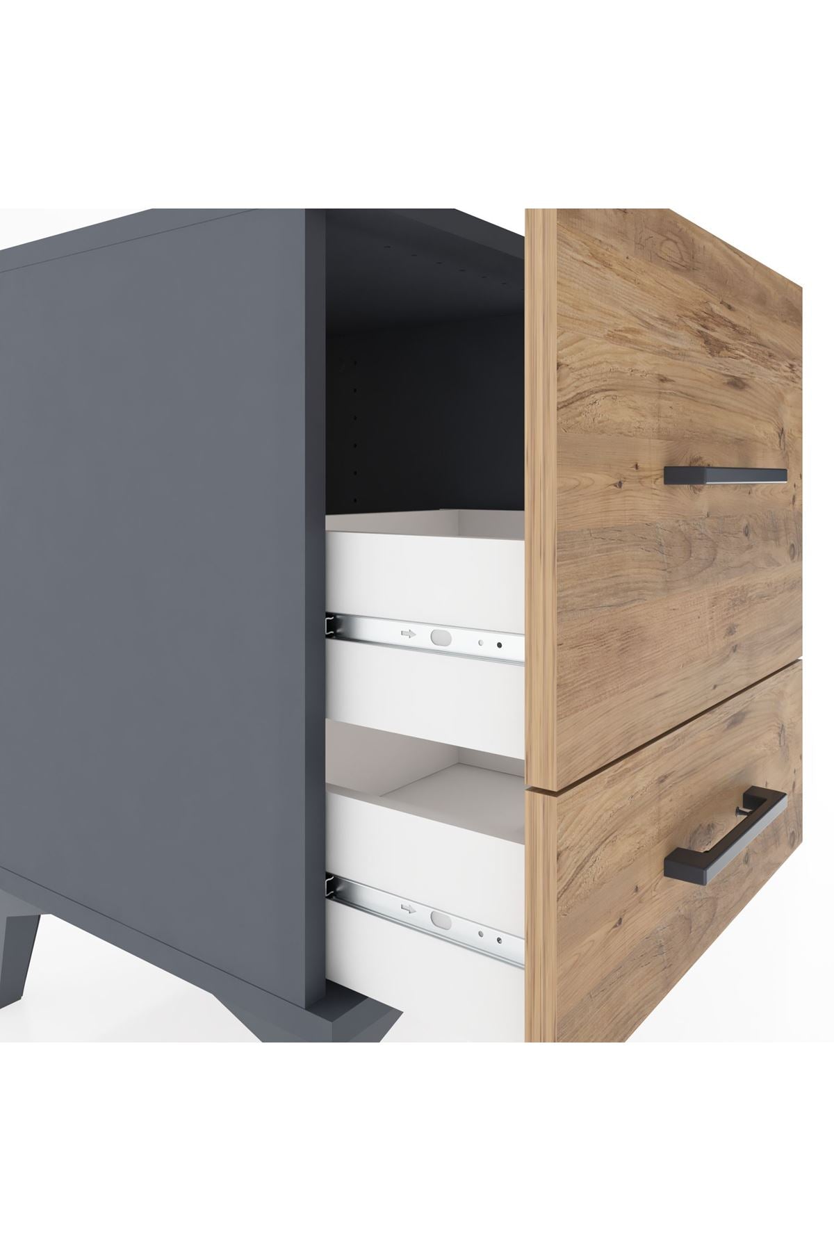 Hyperion Komodin 2 Çekmeceli 44x44x64 Antrasit-Çam