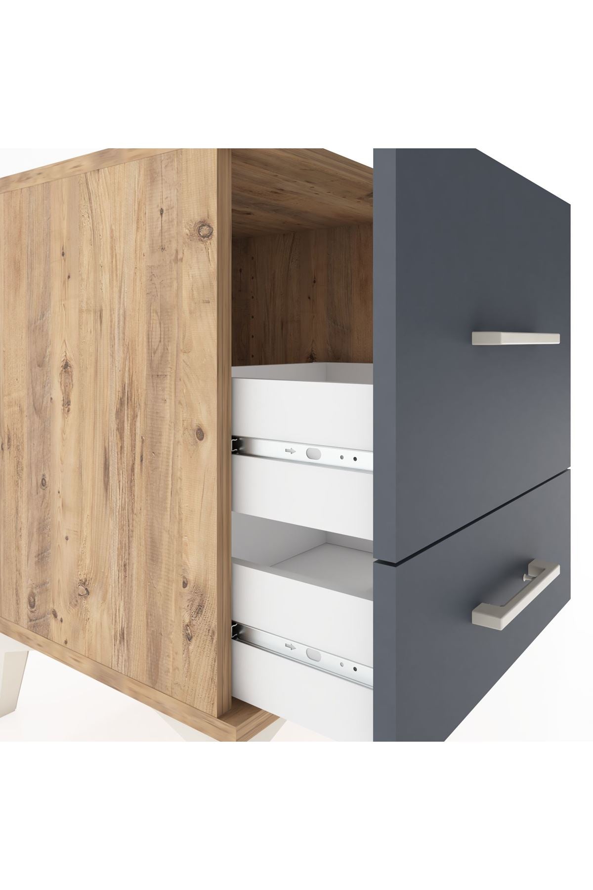 Hyperion Komodin 2 Çekmeceli 44x44x64 Çam-Antrasit