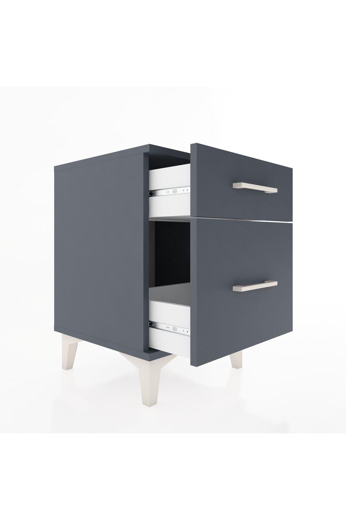 Hyperion Komodin 2 Çekmeceli 44x44x64 Antrasit-Antrasit